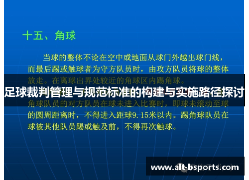 足球裁判管理与规范标准的构建与实施路径探讨